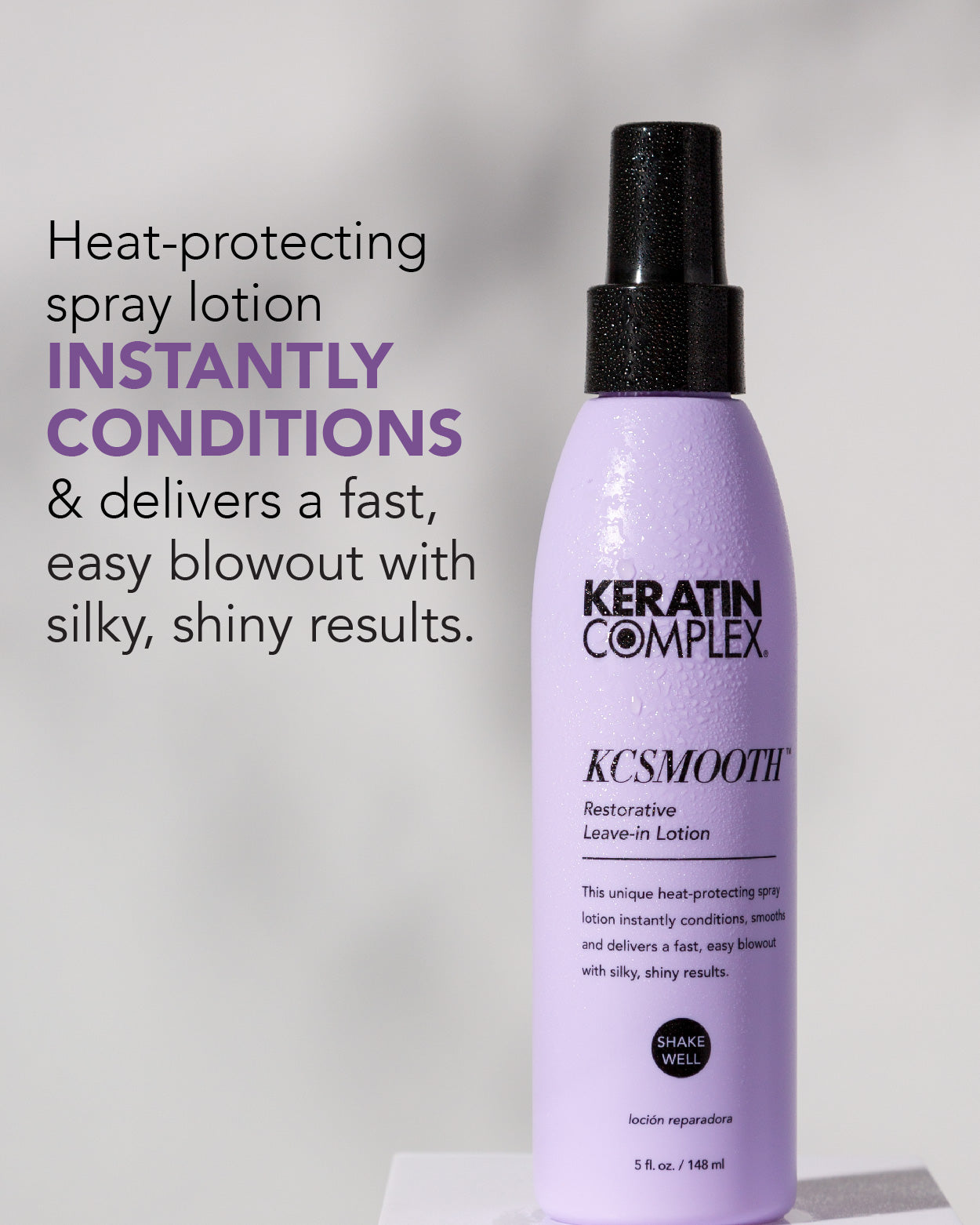Graphic ll Heat-protecting spray lotion instantly conditions &amp; delivers a fast, easy blowout with silky, shiny results 