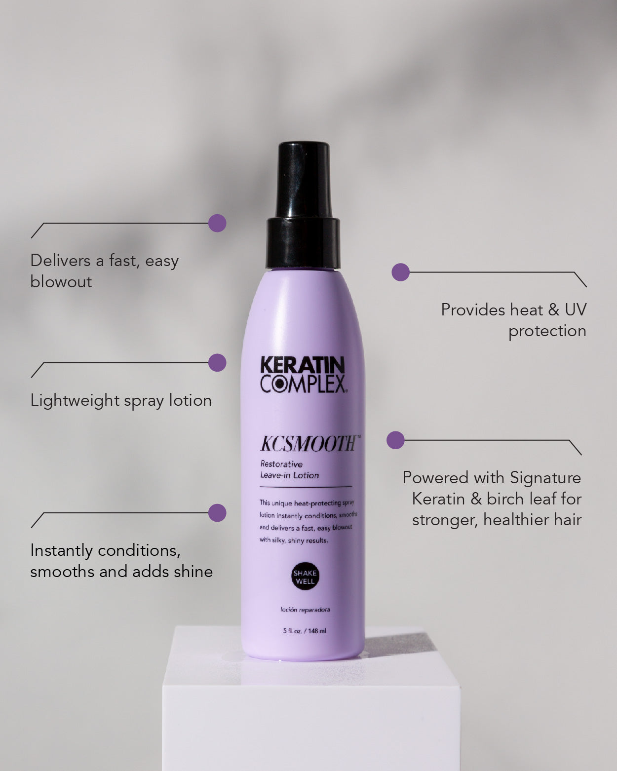 Keratin Complex KCSmooth in a light purple bottle