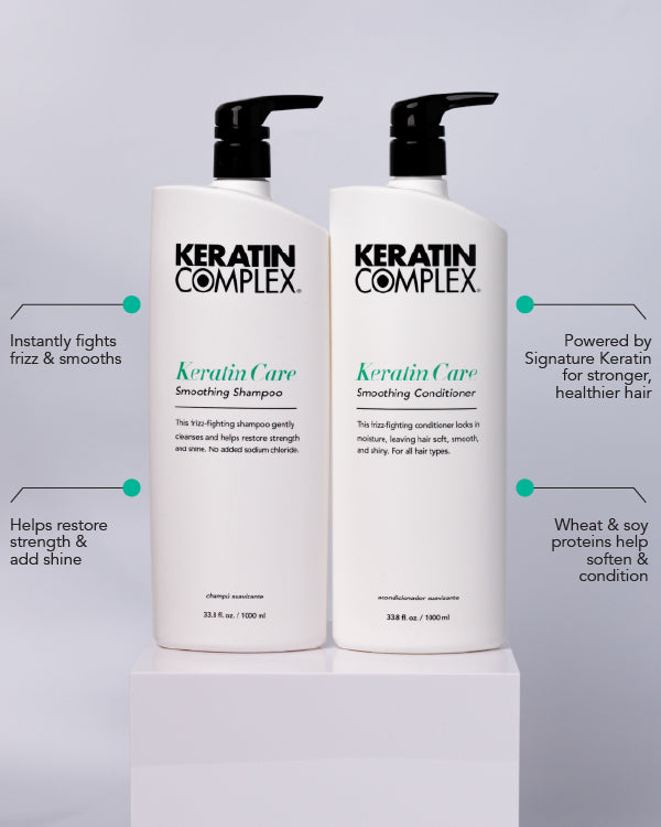 infographic|| instantly fights frizz &amp; smooths, helps restore strength &amp; add shine, powered by signature keratin for stronger healthier hair, wheat &amp; soy proteins help soften &amp; condition 