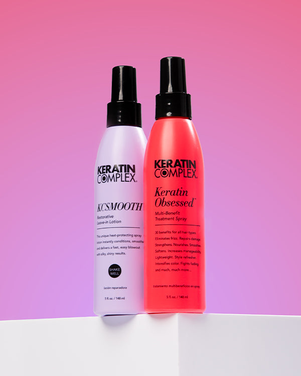 Keratin Obsessed Multi-Benefit Spray and  KCSMOOTH Restorative Leave-in Lotion