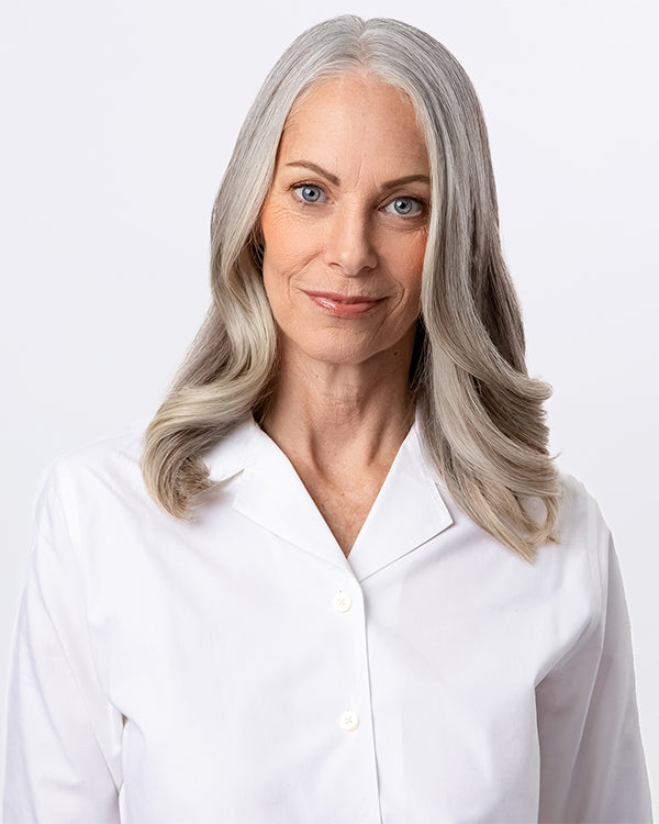 Healthy bright blonde hair after using Keratin Complex repair and toning bundle