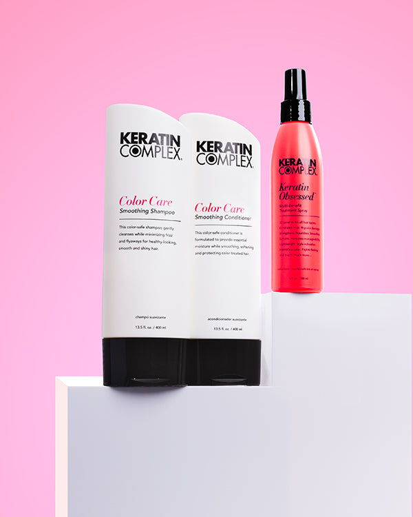 Keratin Complex colour care shampoo conditioner and treatment spray for vibrant hair