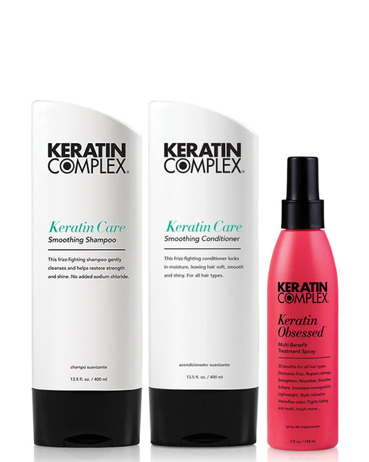 Keratin Care Shampoo 400ml, Keratin Care Conditioner 400ml & Keratin Obsessed Multi-Benefit Spray 150ml