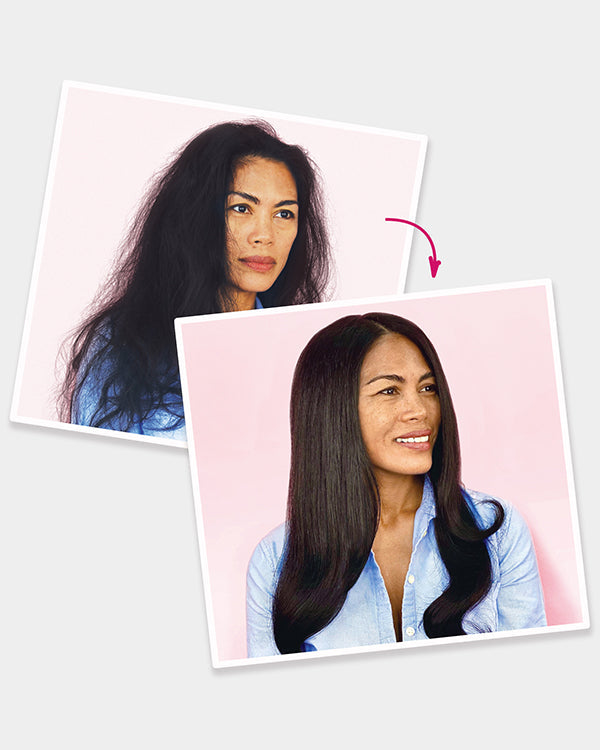 Multiple hair types styled with Keratin Complex products showing shine smoothness and control