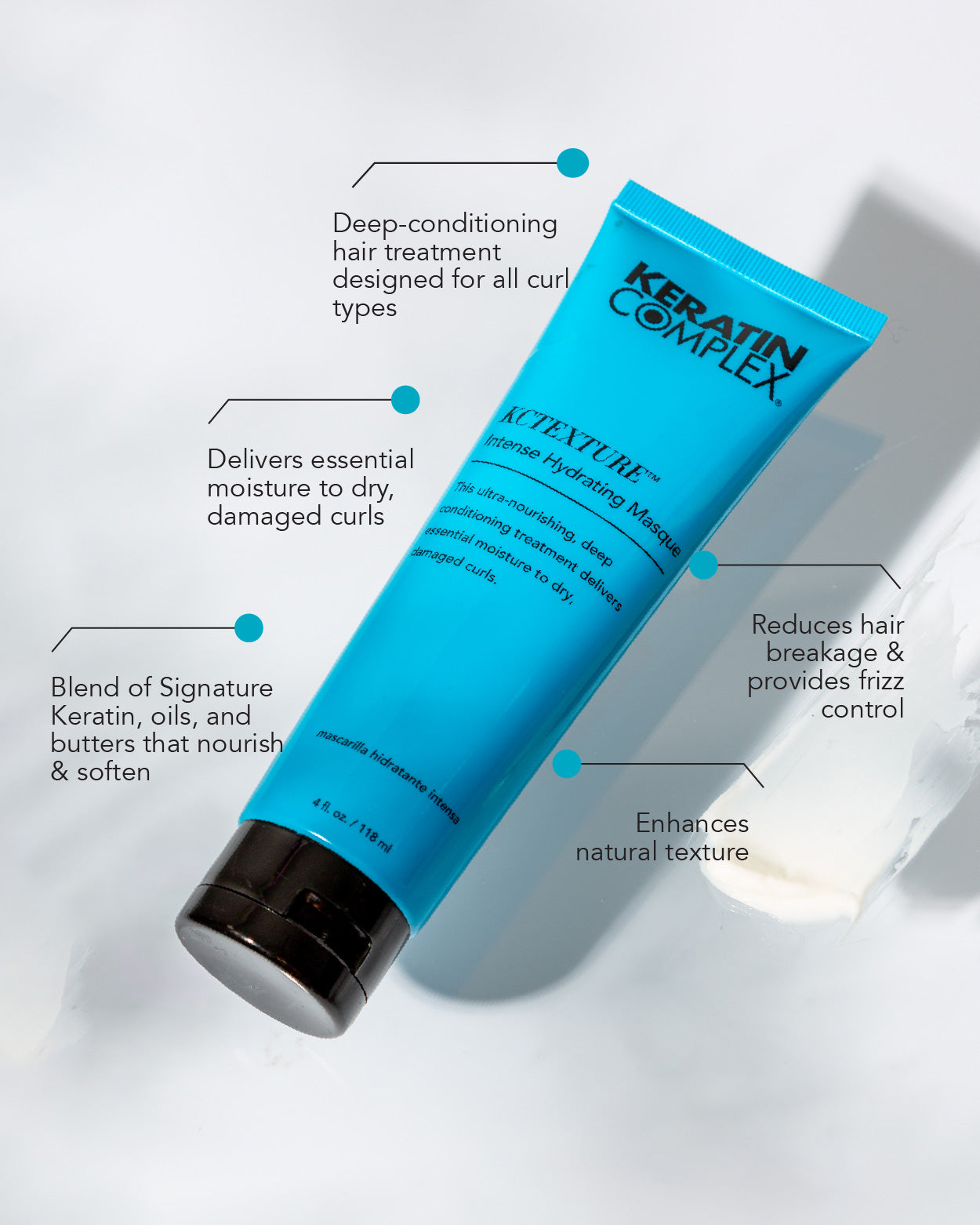 KCTEXTURE hydrating masque tube for dry damaged curls and textured hair