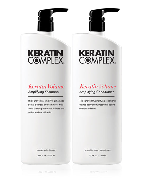 Keratin Volume Shampoo and Conditioner Litre on a white background 