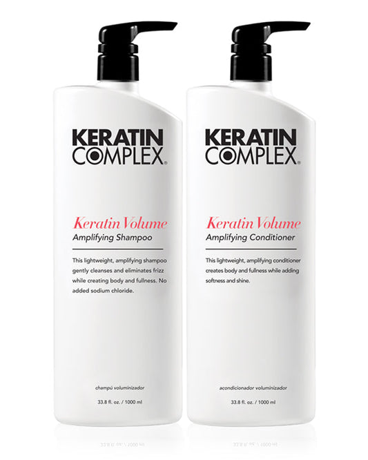 Keratin Volume Shampoo and Conditioner Litre on a white background 