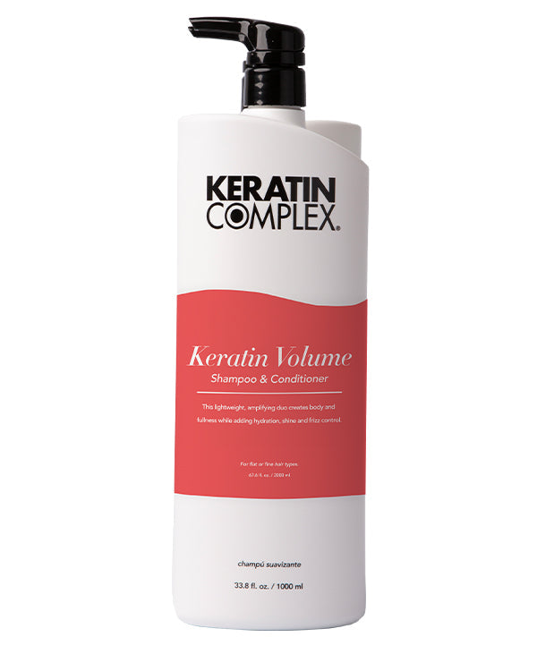 Keratin Complex UK Volume Shampoo and Conditioner Litre on a white background 