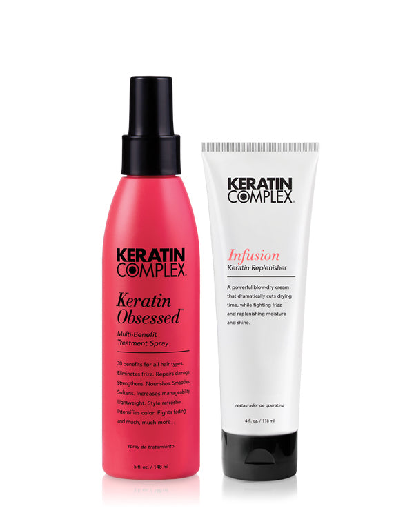 Keratin Complex Blow Dry Essential Kit shampoo and conditioner for smooth frizz-free hair