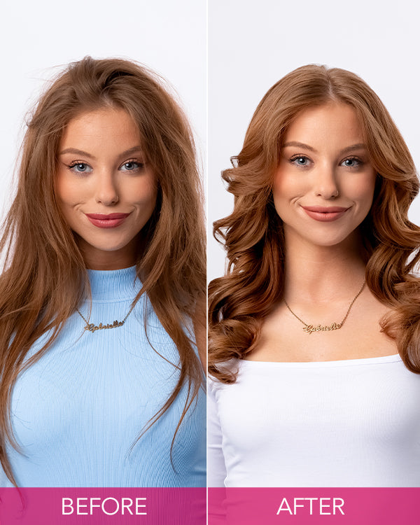 Before and after using Keratin Complex Timeless Colour shampoo and conditioner for vibrant hair