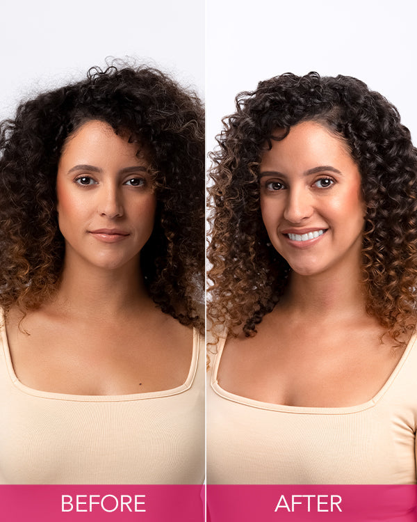 Before and after results using KCTEXTURE hydrating masque for defined curls
