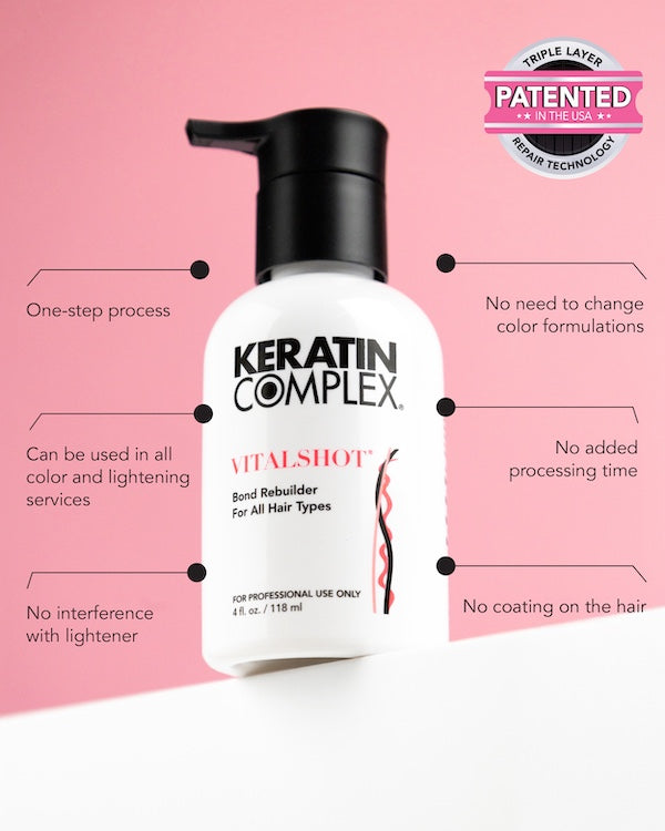 Keratin Complex Vitalshot bond rebuilding treatment for repairing and strengthening damaged hair