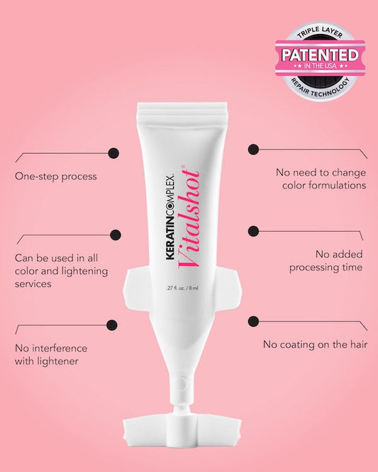Keratin Complex Vitalshot bond rebuilding treatment strengthening hair during colour services