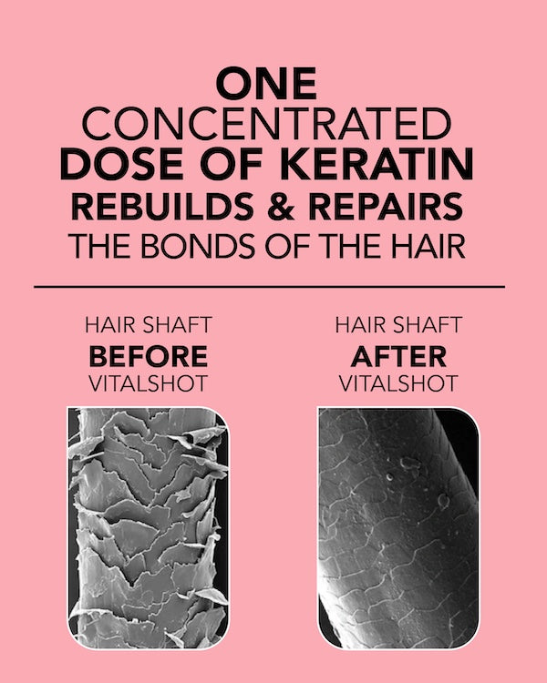 Keratin Complex Vitalshot bond rebuilder before and after hair repair results