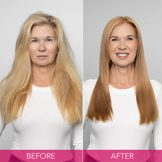 Before and after results of Keratin Complex smoothing treatment